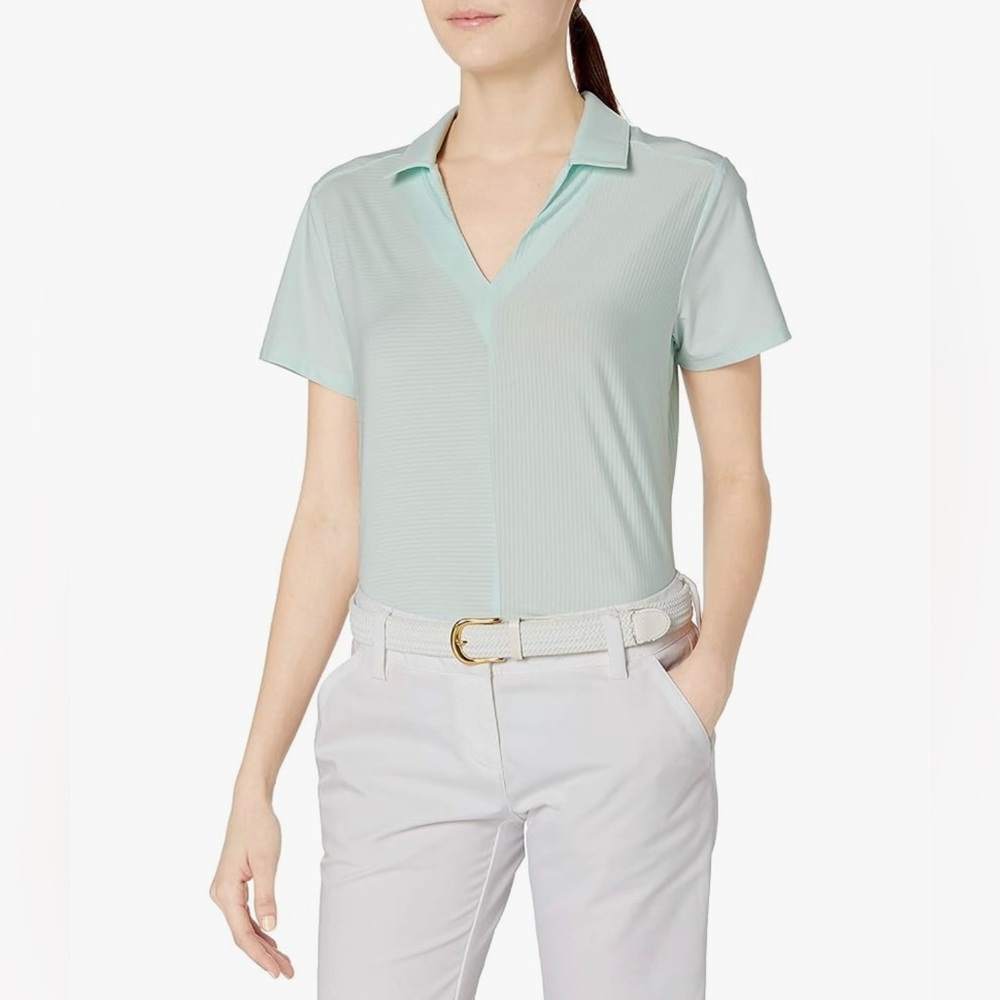 adidas Women’s Golf Stripe Polo Shirt, Dash Green, X-Small NWT